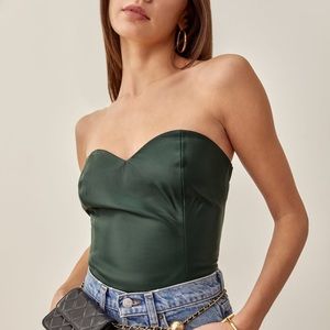 Reformation Veda Rockaway Leather Top